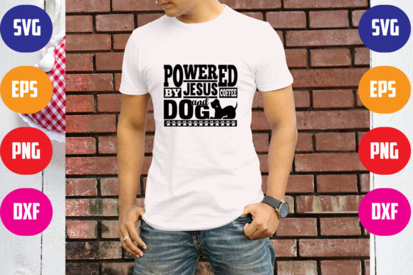 Powered by Jesus Coffee and Dog – A Fresh T-Shirt Graphic for Faith-Fueled Branding