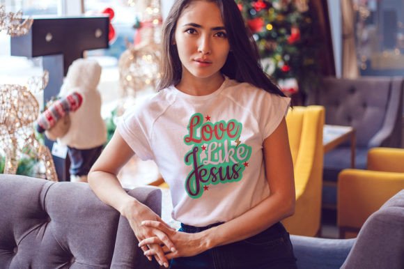 Retro Wavy Love Like Jesus T-Shirt Graphics